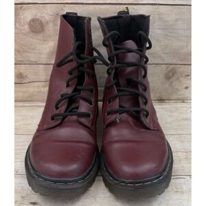 Doc Martens Luana Maroon Burgundy Leather Boots Grunge Women's US Size 7